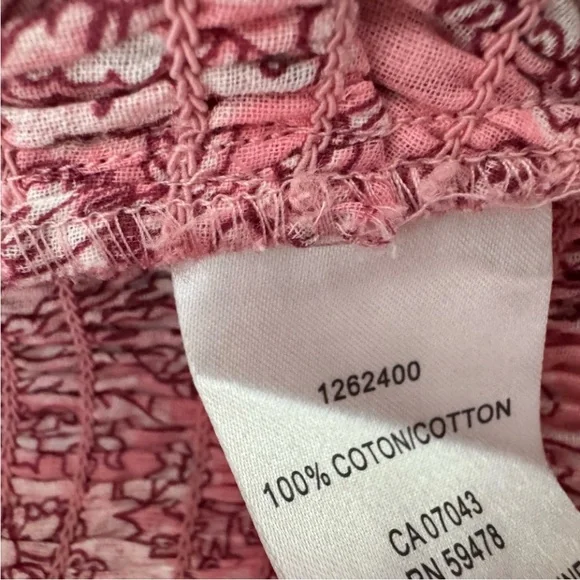 NEW House of Harlow 1960 Pink Floral Smocked Crop Top NWT White Tie Back Cotton - Picture 8 of 10